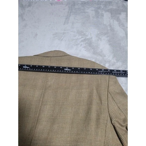Ralph Lauren Sport Coat Mens 44 Long Beige Plaid Tweed Blazer 2 Button - Picture 14 of 14